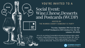 Wine, Cheese, Desserts, and Postcards (WCDP) @ WCDP Headquarters